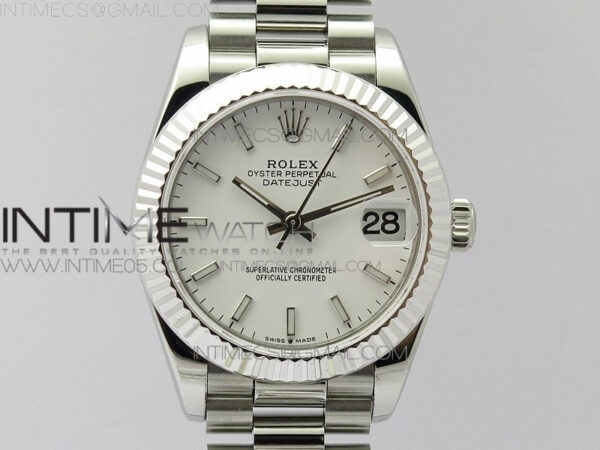 Datejust 31mm 278275 SS BP Best Edition White Stick Markers Dial on SS President Bracelet
