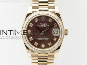 Datejust 31mm 278275 RG BP Best Edition Dia Bezel Brown Roman Crystal Markers Dial on RG President Bracelet
