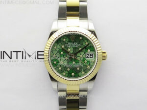 DateJust 31mm 278274 904L SS/YG GMF Best Edition Green Flowers Crystals Dial on 904L SS/YG Oyster Bracelet A2824