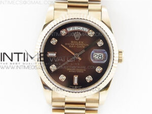 Day-Date 36 128239 RG BP Best Edition Brown Crystal Markers Dial on RG President Bracelet