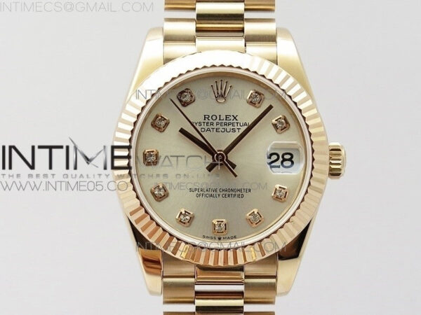 Datejust 31mm 278275 RG BP Best Edition Silver Crystals Markers Dial on RG President Bracelet