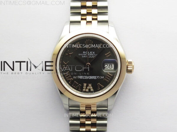 Datejust 28mm 279171 Smooth Bezel SS/RG APSF Best Edition Gray Dial Roman Markers on SS Jubilee Bracelet NH05