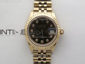 Datejust 28mm 279179 RG APSF Best Edition Brown Dial Crystals Markers on SS Jubilee Bracelet NH05