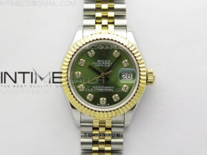 Datejust 28mm 279179 SS/YG APSF Best Edition Green Dial Crystals Markers on SS/YG Jubilee Bracelet NH05
