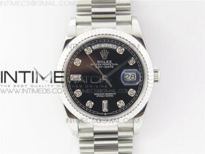 Day-Date 36 128239 SS BP Best Edition Black Crystal Markers Dial on SS President Bracelet