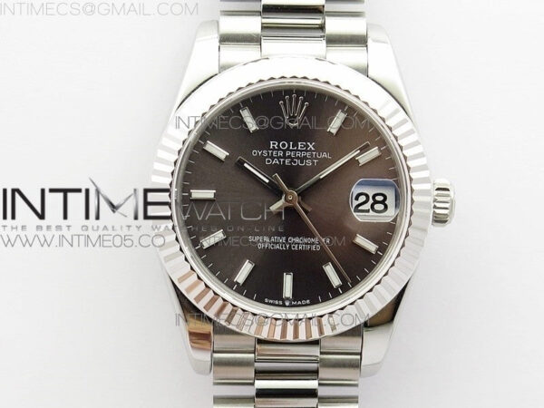 Datejust 31mm 278275 SS BP Best Edition Gray Stick Markers Dial on SS President Bracelet