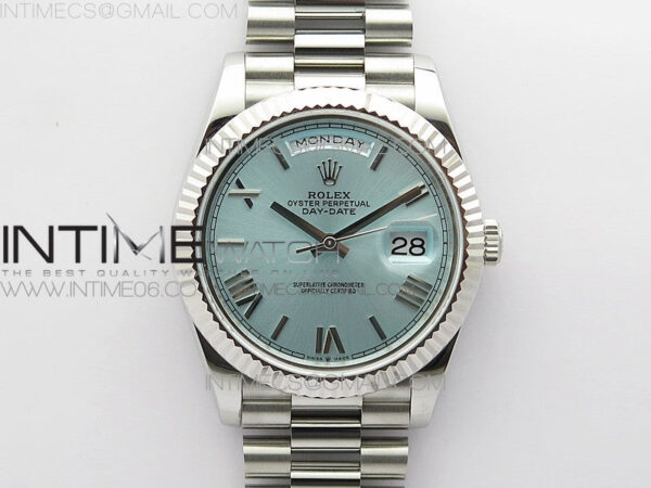 Day Date 40mm SS BP 1:1 Best Edition Silver Roman Dial on SS Bracelet A2836