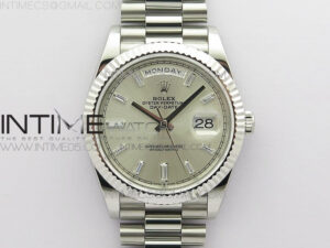 Day-Date 40mm 228239 BP New Dial Version 904 SS Silver T Crystal Markers Dial on SS President Bracelet A2836