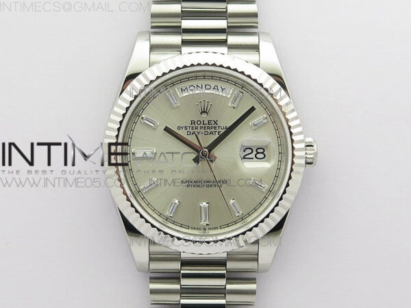 Day-Date 40mm 228239 BP New Dial Version 904 SS Silver T Crystal Markers Dial on SS President Bracelet A2836