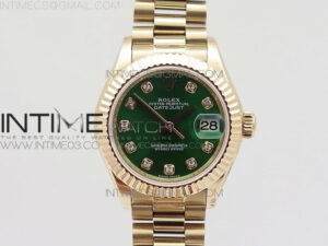 DateJust 28mm RG Diamond Bezel BP Best Edition Green Dial on RG Bracelet ETA2671
