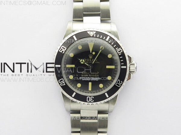 Vintage Submariner 5513 No Date SS B12 Best Edition Black Dial on SS Bracelet A2836 (Style1)