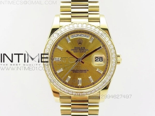 Day-Date 40 YG BP 1:1 Best 228239 Gold Diamond Sticks Dial Diamond Bezel on SS Bracelet