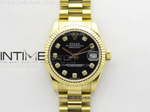 DateJust 31mm 178271 YG APSF Best Edition Black Dial Crystal Markers on President Bracelet A2824