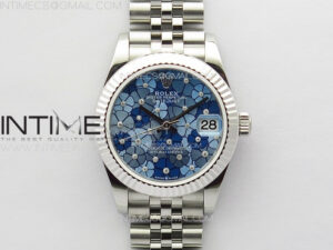 DateJust 31mm 278274 904L SS GMF Best Edition Blue Flowers Crystals Dial on 904L Jubilee Bracelet A2824