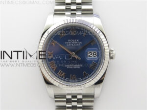 DateJust 36 SS 116234 ARF 1:1 Best Edition 904L Steel Blue Dial Roman Markers on Jubilee Bracelet SH3135 V3