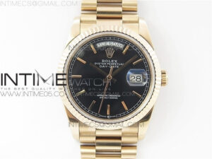 Day-Date 36 128239 RG BP Best Edition Black Sticks Markers Dial on RG President Bracelet