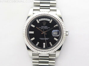 Day Date 40mm 228239 Gain Weight SS/tungsten APSF 1:1 Best Edition Black Dial T Crystals Markers on SS President Bracelet A2836
