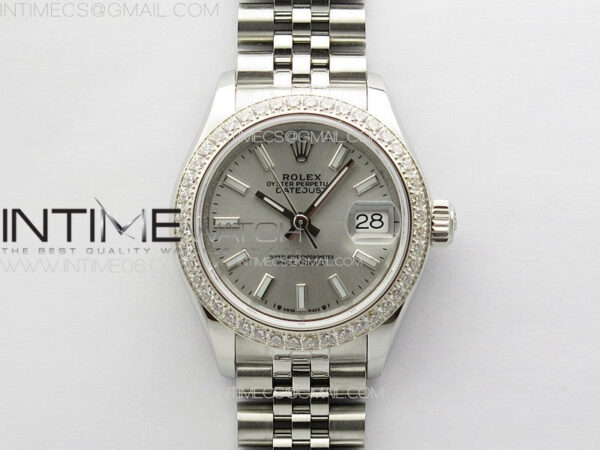 Datejust 28mm 279179 SS/Crystals APSF Best Edition Silver Dial Sticks Markers on SS Jubilee Bracelet NH05