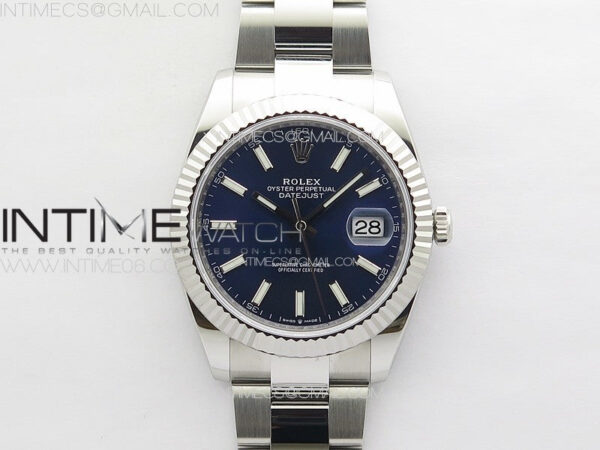 DateJust 41 126334 NTF 1:1 Best Edition 904L Steel Blue Stick Dial on Oyster Bracelet VR3235