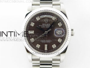 Day-Date 36 128239 SS BP Best Edition Brown Crystal Markers Dial on SS President Bracelet
