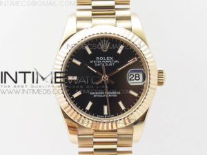 Datejust 31mm 278275 RG BP Best Edition Black Sticks Markers Dial on RG President Bracelet