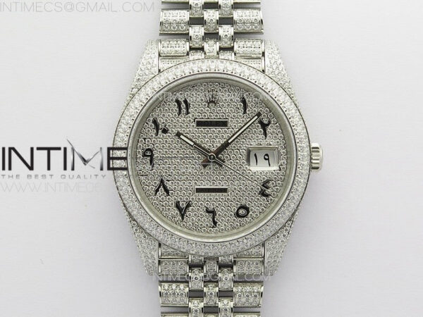 DateJust 41 126334 Full Paved Diamonds BP Best Edition Diamond Dial Arabic Markers on Jubilee Bracelet A2824