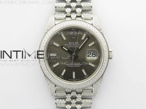 DateJust 41 126334 Full Paved Diamonds BP Best Edition Rhodium Dial Stick Markers on Jubilee Bracelet A2824