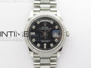 Day-Date 36 128239 SS/Crystal BP Best Edition Black Crystal Markers Dial on SS President Bracelet A2836