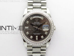 Day-Date 36 128239 SS/Crystal BP Best Edition Gray Crystal Markers Dial on SS President Bracelet A2836