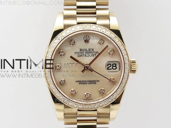 Datejust 31mm 278275 RG Dia Bezel BP Best Edition White MOP Crystal Markers Dial on RG President Bracelet