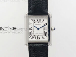 Tank Solo Ladies 25mm SS AF 1:1 Best Edition White Dial on Black Leather Strap Ronda Quartz