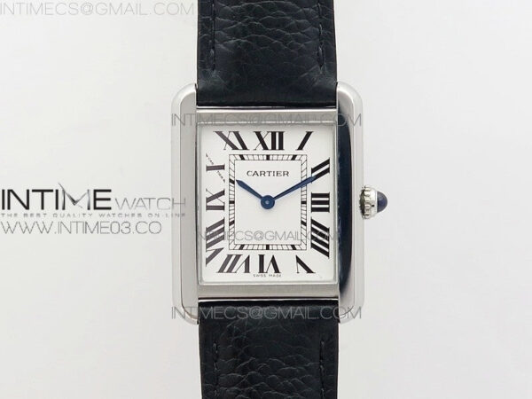 Tank Solo Ladies 25mm SS AF 1:1 Best Edition White Dial on Black Leather Strap Ronda Quartz