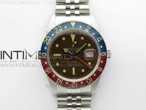 Vintage GMT Master 6542 Blue/Red Bezel B12 Tropical Brown Dial on SS Jubilee Bracelet A2836