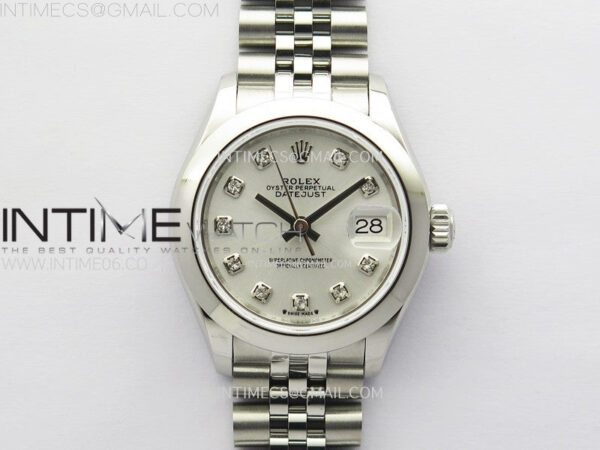 Datejust 28mm 279166 Smooth Bezel SS APSF Best Edition White MOP Dial Crystals Markers on SS Jubilee Bracelet NH05