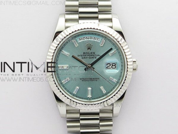 Day-Date 40mm 228239 BP New Dial Version 904 SS Ice Blue Stick Markers Dial on SS President Bracelet A2836