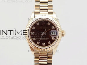 DateJust 28mm RG Diamond Bezel BP Best Edition Brown Dial on RG Bracelet ETA2671
