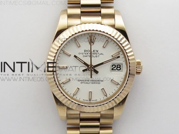 Datejust 31mm 278275 RG BP Best Edition White Sticks Markers Dial on RG President Bracelet