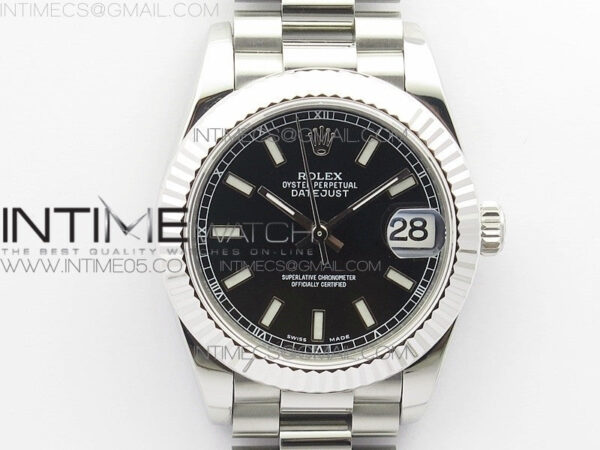 Datejust 31mm 278275 SS BP Best Edition Black Stick Markers Dial on SS President Bracelet