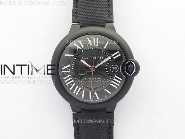 Ballon Bleu 42mm DLC K3F 1:1 Best Edition Black Texture Dial on Black Leather Strap A2824