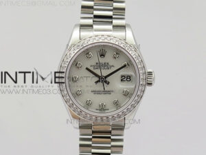 DateJust 28mm SS Diamond Bezel BP Best Edition White MOP Dial on SS Bracelet ETA2671