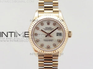 DateJust 28mm RG Diamond Bezel BP Best Edition White MOP Dial on RG Bracelet ETA2671