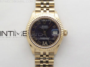 Datejust 28mm 279179 RG APSF Best Edition Blue Dial Roman Markers on SS Jubilee Bracelet NH05