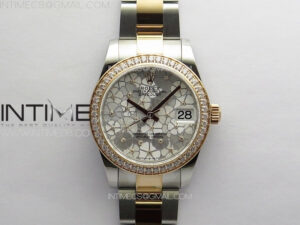 DateJust 31mm 278274 904L SS/RG Crystals Bezel GMF Best Edition Silver Flowers Crystals Dial on 904L SS/RG Oyster Bracelet A2824