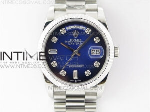 Day-Date 36 128239 SS BP Best Edition Blue Crystal Markers Dial on SS President Bracelet