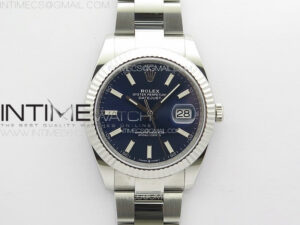 DateJust 41 126334 Clean 1:1 Best Edition 904L Steel Blue Stick Dial on Oyster Bracelet VR3235