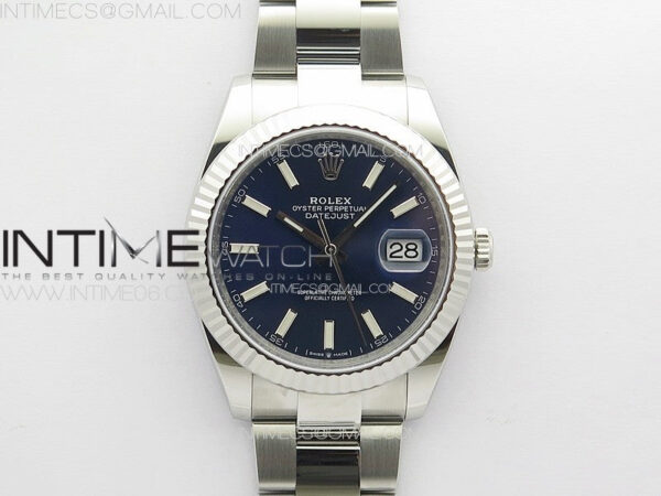 DateJust 41 126334 Clean 1:1 Best Edition 904L Steel Blue Stick Dial on Oyster Bracelet VR3235