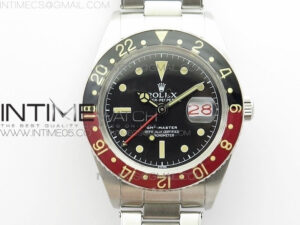 Vintage GMT Master 6542 Black/Red Bezel B12 Black Dial Style02 on SS Bracelet A2836