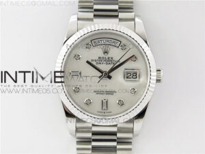 Day-Date 36 128239 SS BP Best Edition White MOP Crystal Markers Dial on SS President Bracelet
