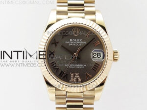 Datejust 31mm 278275 RG BP Best Edition Gray Roman Markers Dial @6 Dia on RG President Bracelet