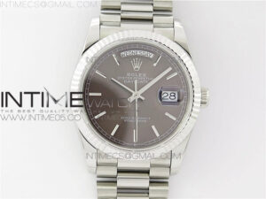 Day-Date 36 128239 SS BP Best Edition Brown Sticks Markers Dial on SS President Bracelet